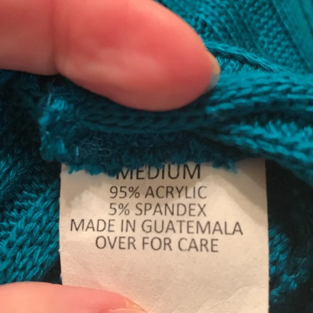 Teal blue ribbed tube circle neck infinity sweater scarf acrylic spandex EUC
